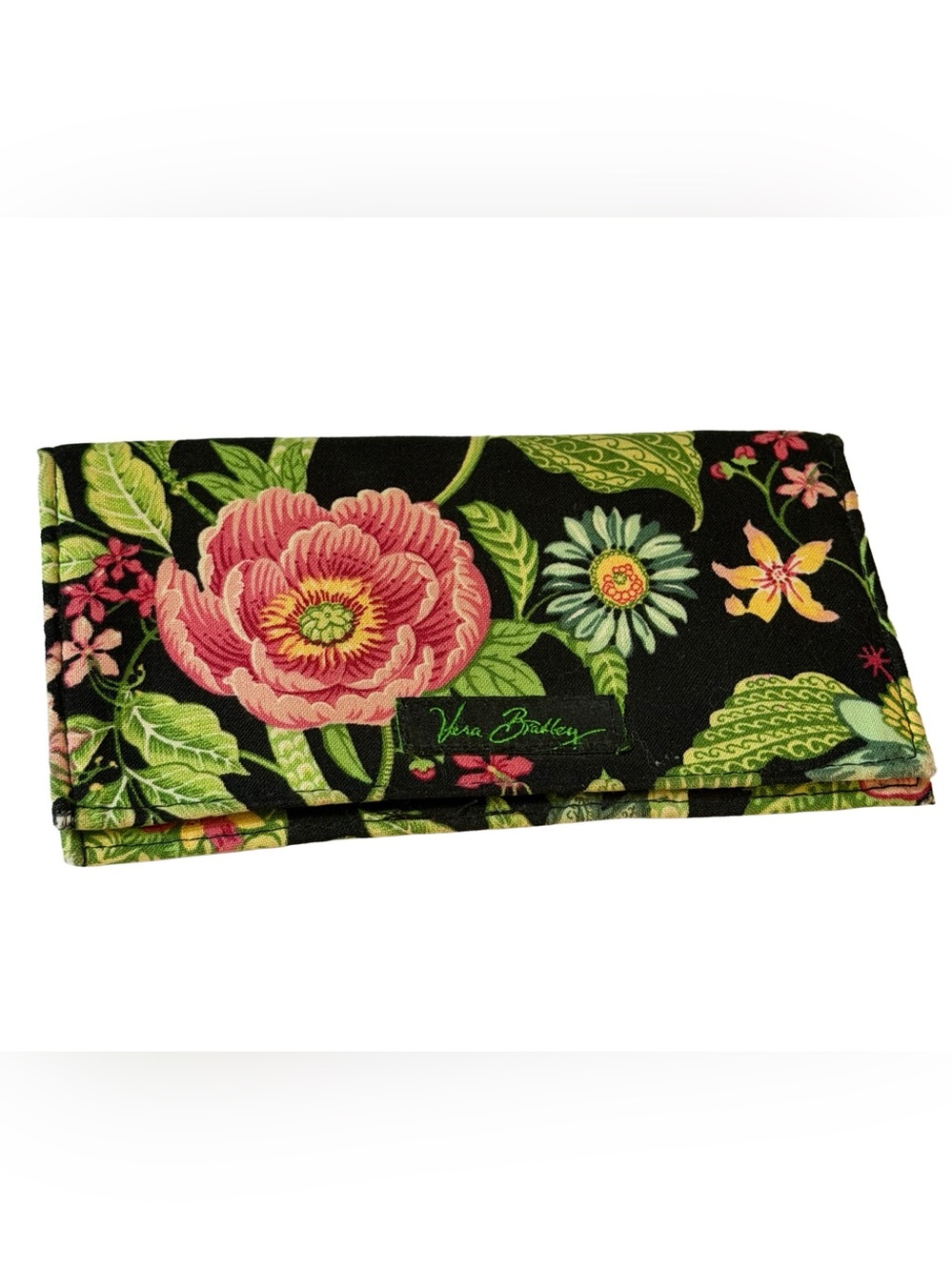 Vera Bradley Checkbook Cover Black Pink Floral Botanical Retired Pattern - RARE